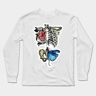 vintage skeleton flower Long Sleeve T-Shirt